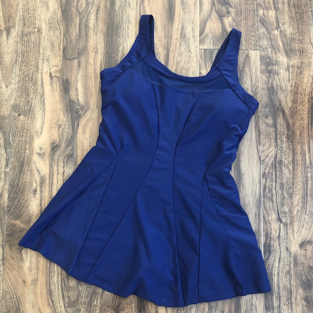 Stylish Blue Women's One-Piece Swimsuit, Sport Tennis Dress